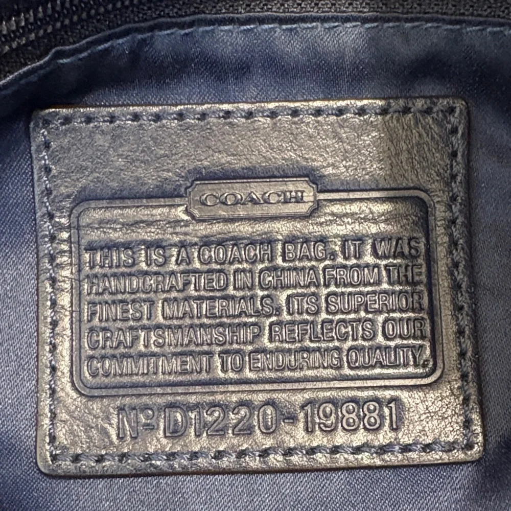 Coach Blue Poppy Glam Patterned Tote with Patent Trim - Picture 2 of 4